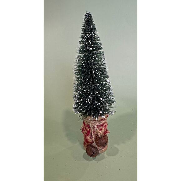 Handcrafted Bottle Brush Tree on Decorated Thread Spool Holiday Décor SPT5 - Picture 1 of 4